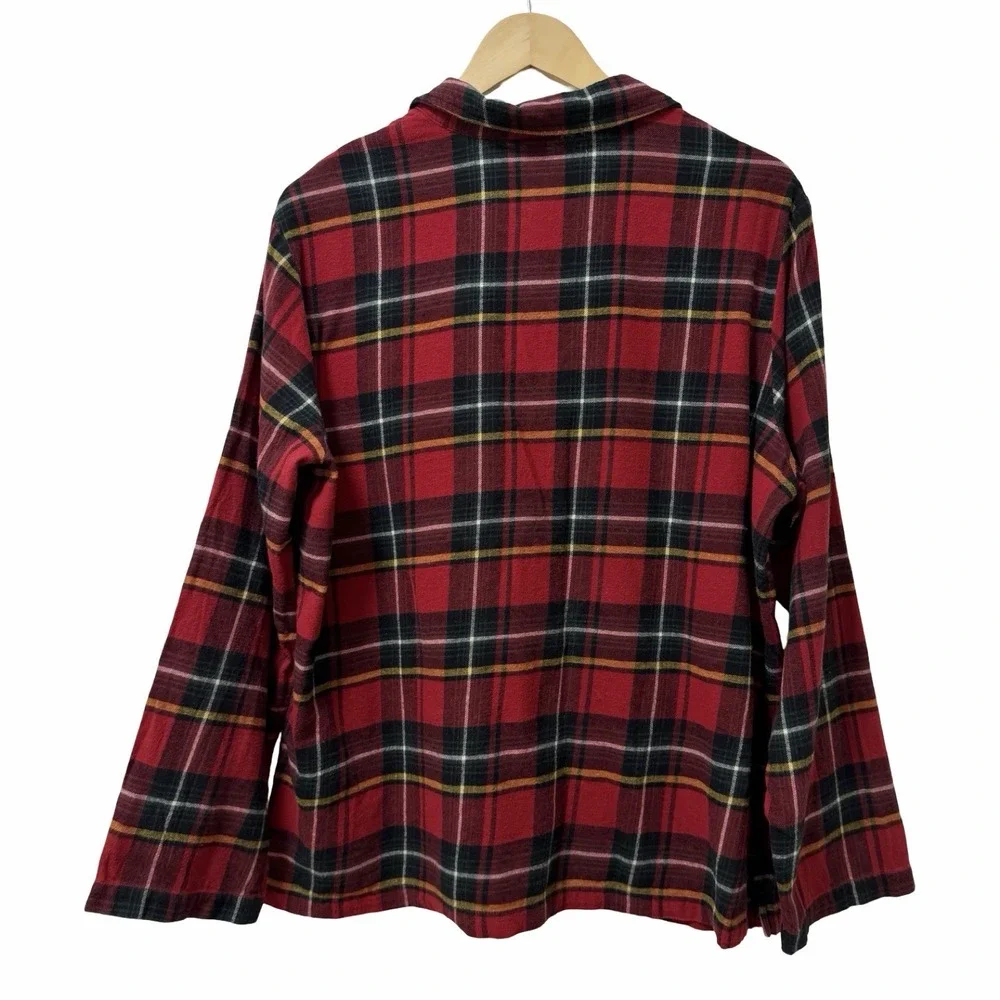 Skims Womens Plaid Flannel Sleep Pajamas Set Size L Red Cozy Comfy Loungewear